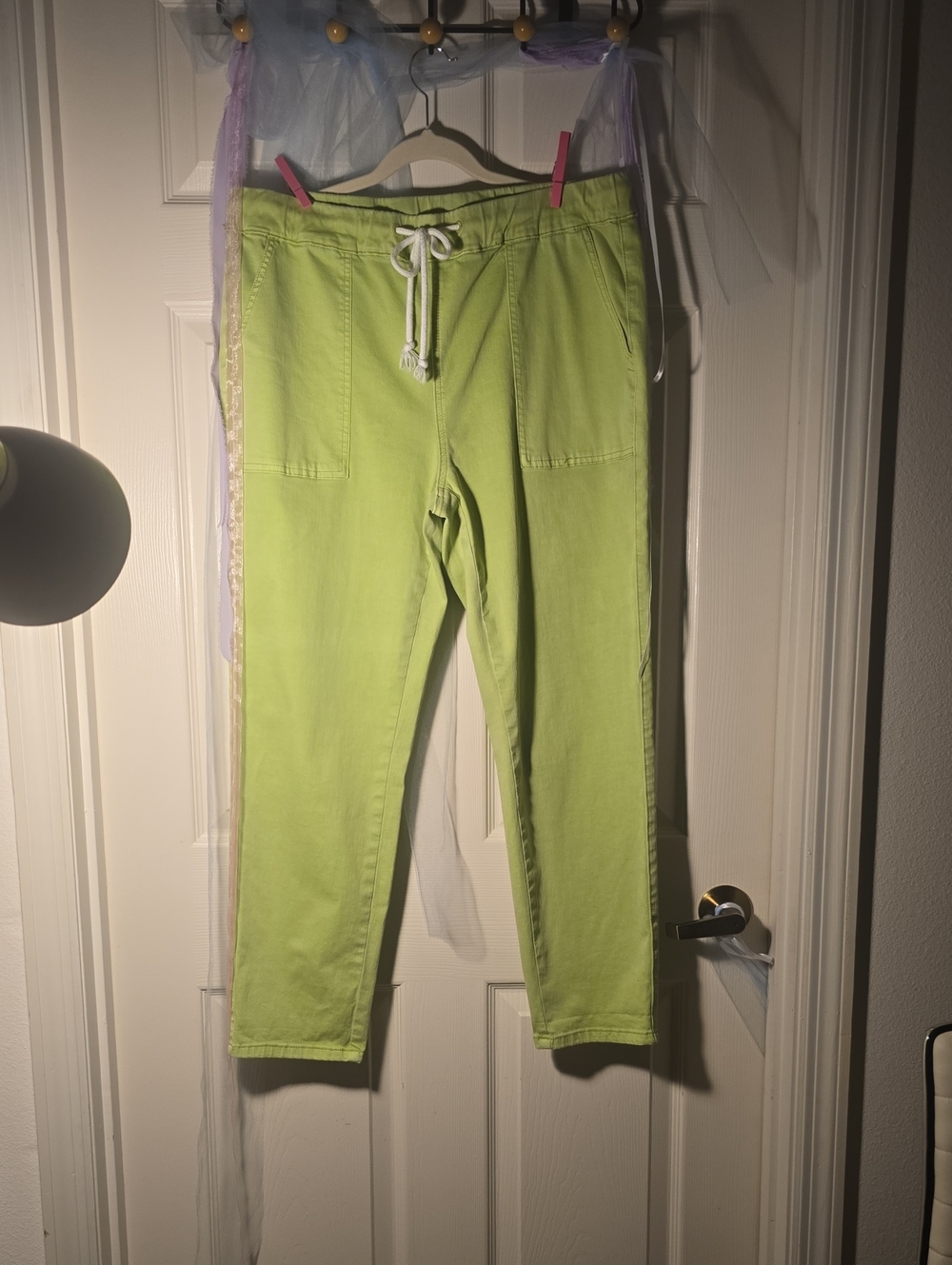 Ethyl Lime Green Drawstring Casual Pants
